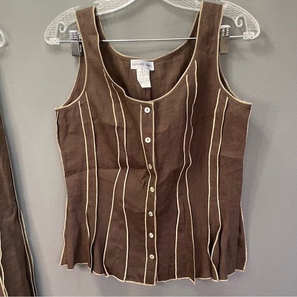 Gerard Darel brown tank and matching midi a-line skirt business professional - Picture 6 of 8